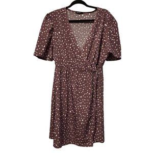 Shein Curve Short Sleeve Polka Dot V Neck Mauve Mini Dress Women’s Size 1XL 1328